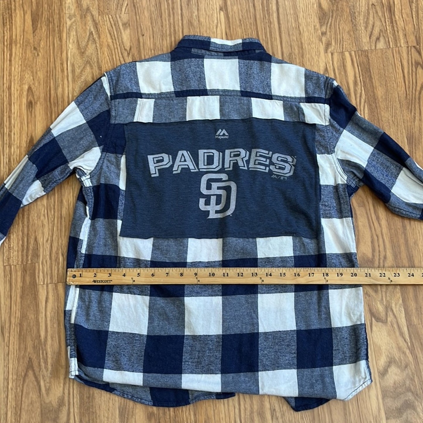 San Diego Padres Baseball Flannel Shirt upcycled one of a kind size Medium