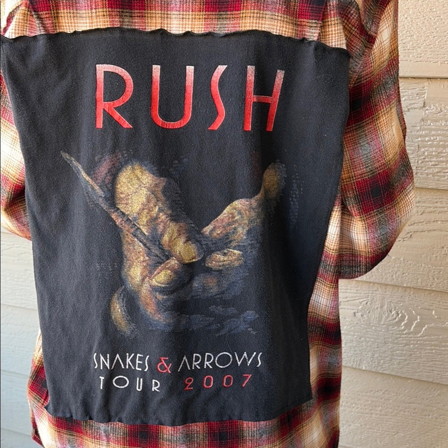 Rush Flannel shirt upcycled one-of-a-kind size medium M men's / unisex