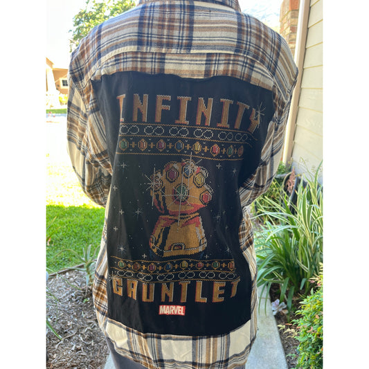 Infinity Stones Guardians of the Galaxy Flannel Shirt upcycled one of a kind unisex medium