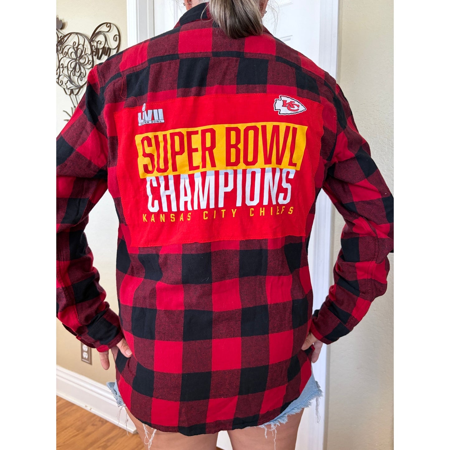 Kansas City Chiefs Upcycled Flannel Shirt Unisex Medium M