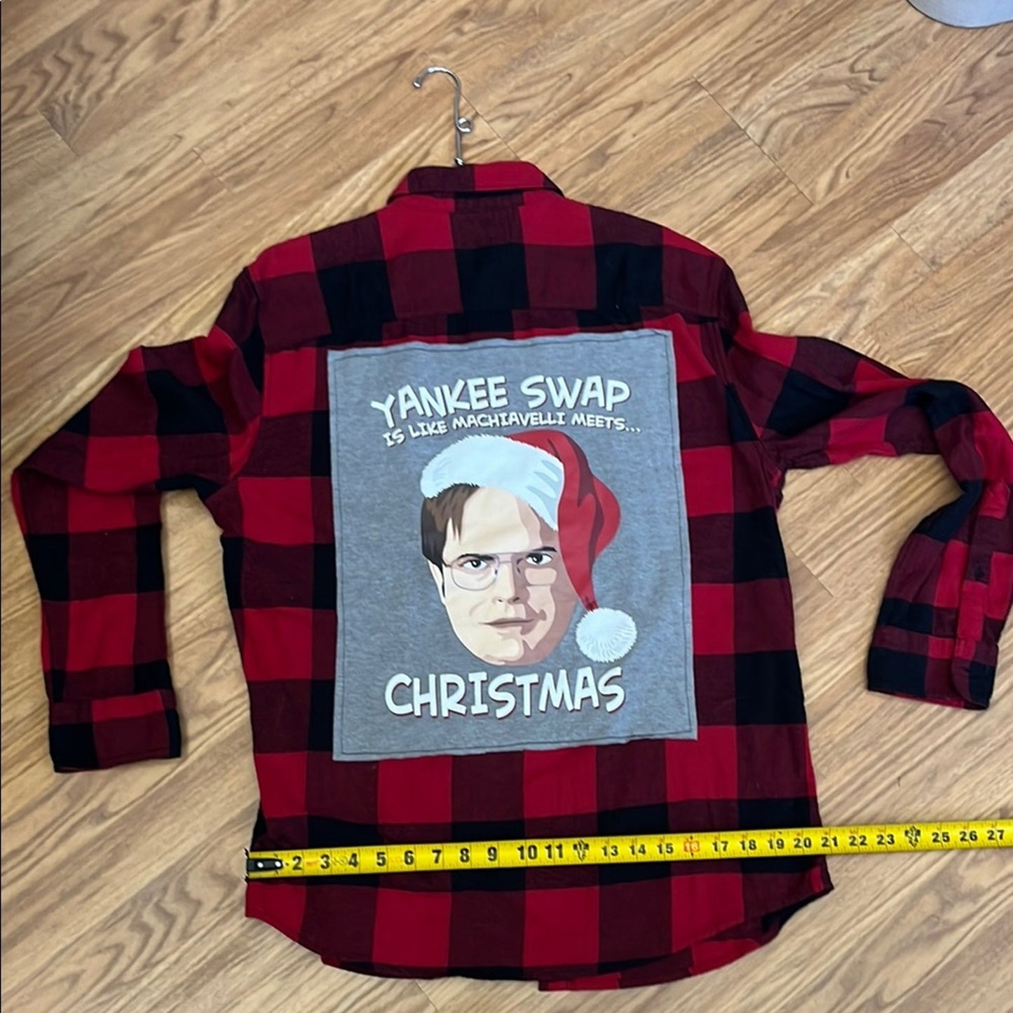 The Office Yankee Swap Christmas Upcycled Flannel Shirt Handmade Size Large L