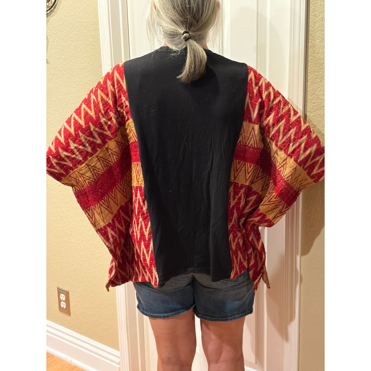 Van Halen Upcycled Kantha Tunic Top Shirt OS Handmade Boho