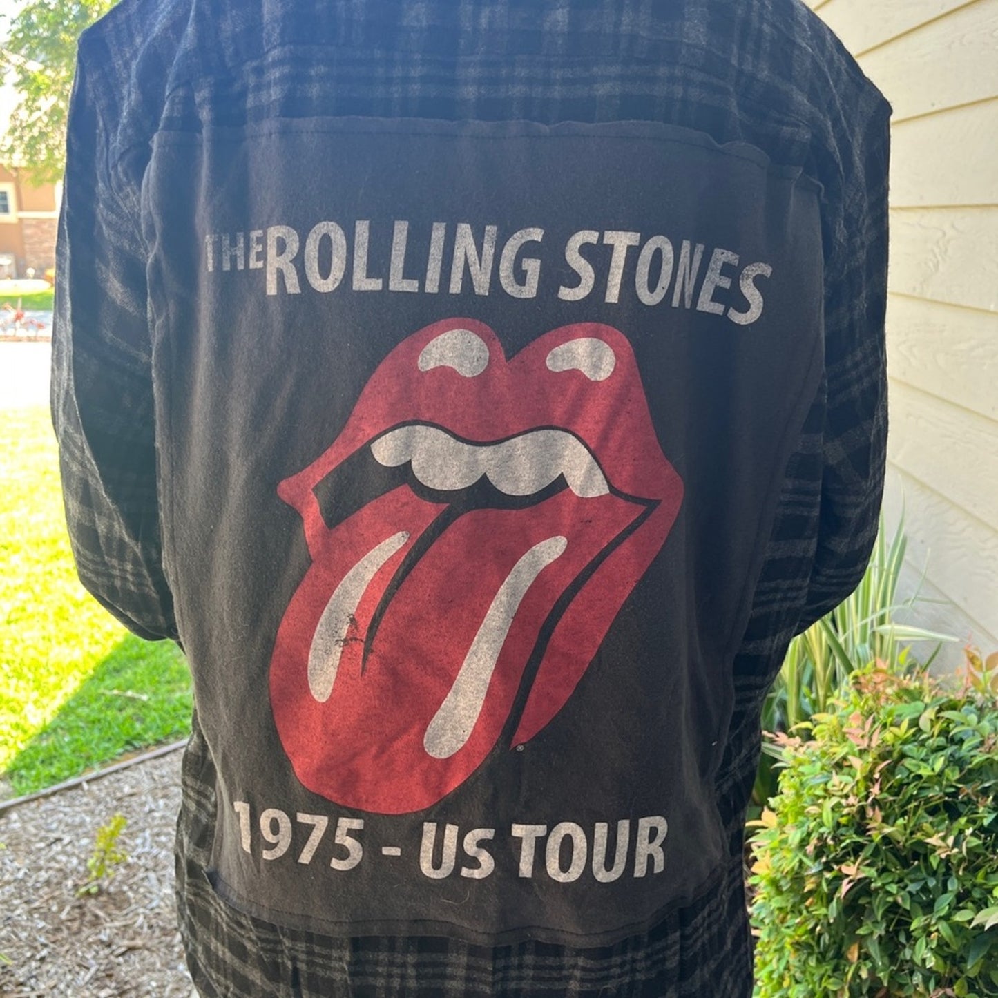 The Rolling Stones Flannel upcycled one of a kind size large men's / unisex