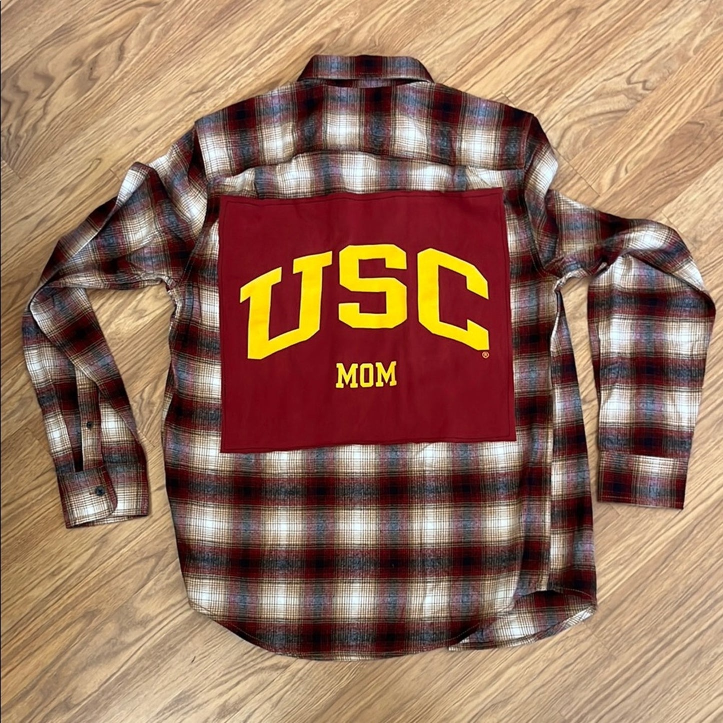 USC Trojans Mom Upcycled Flannel Shirt Unisex Size Small