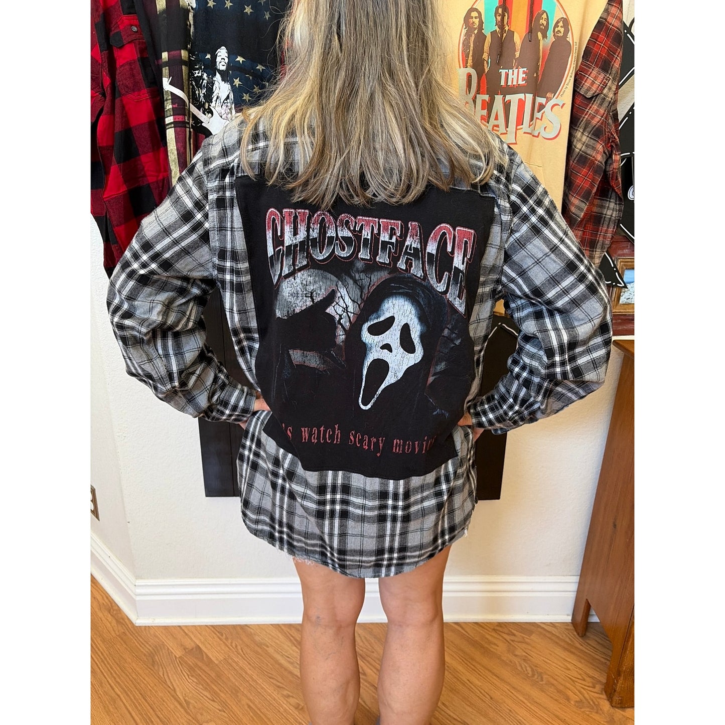 Ghostface Upcycled Flannel Shirt Unisex XL