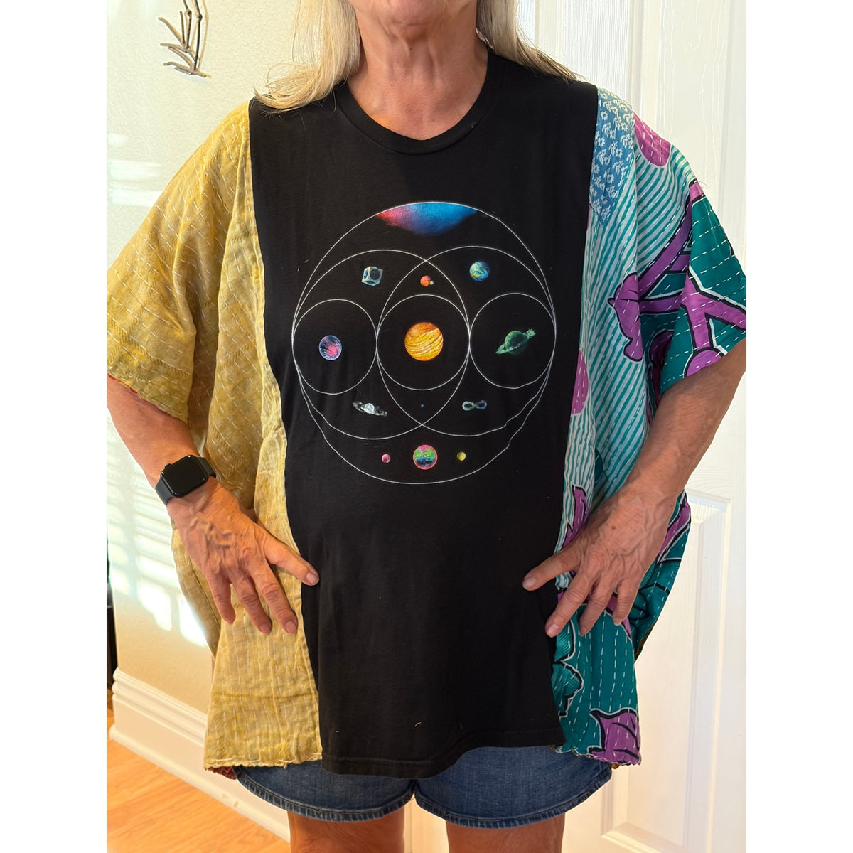 Coldplay Upcycled Kantha Tunic Top Shirt OS Handmade Boho