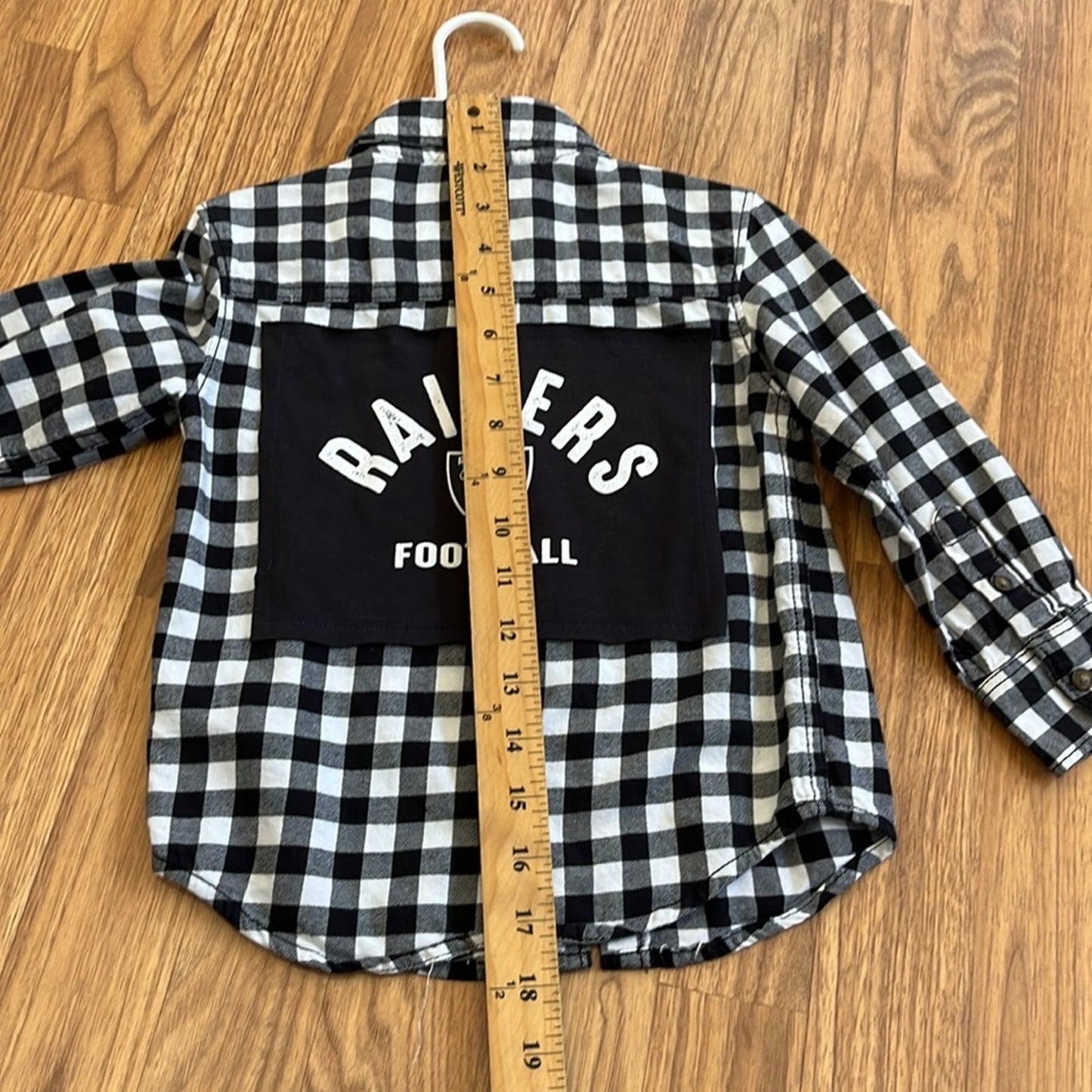 Las Vegas Raiders Football NFL Flannel Shirt upcycled Size 3T