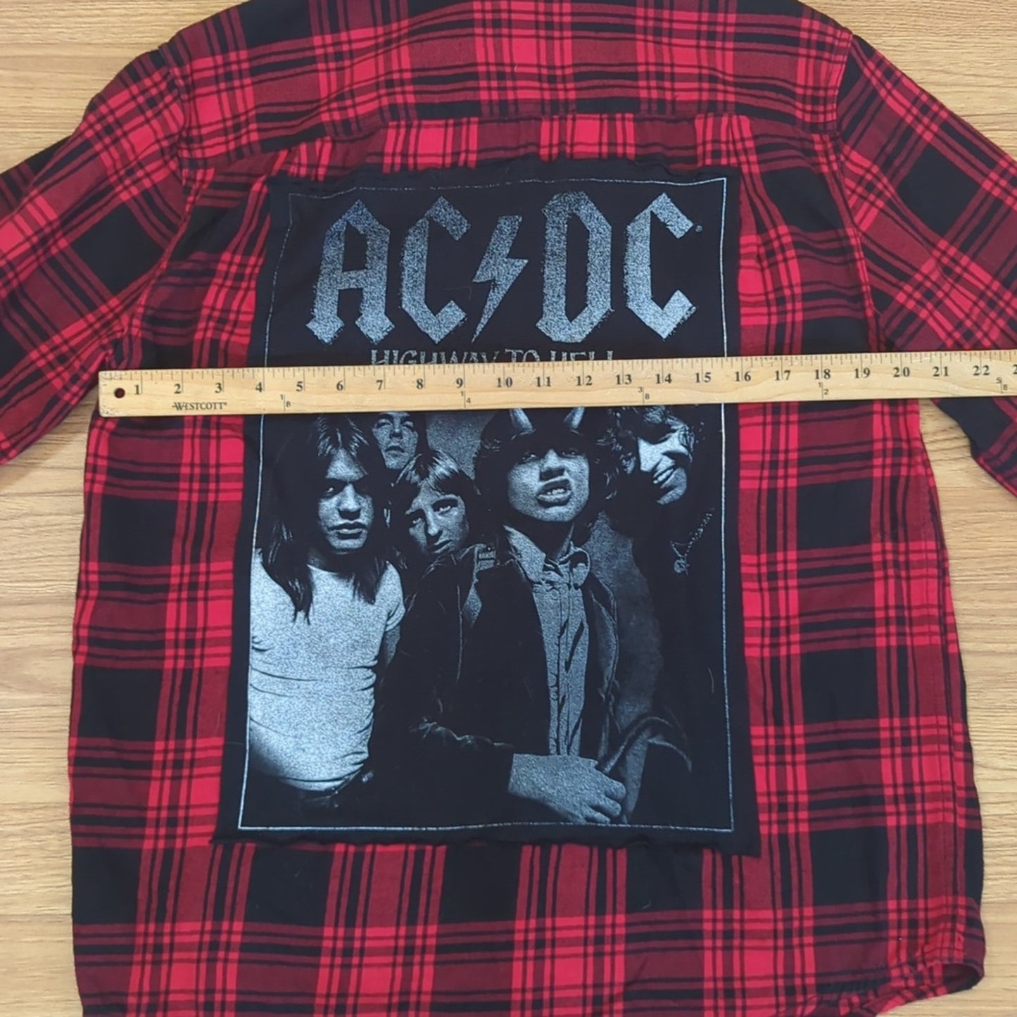 ACDC Flannel Shirt upcycled one of a kind unisex medium M