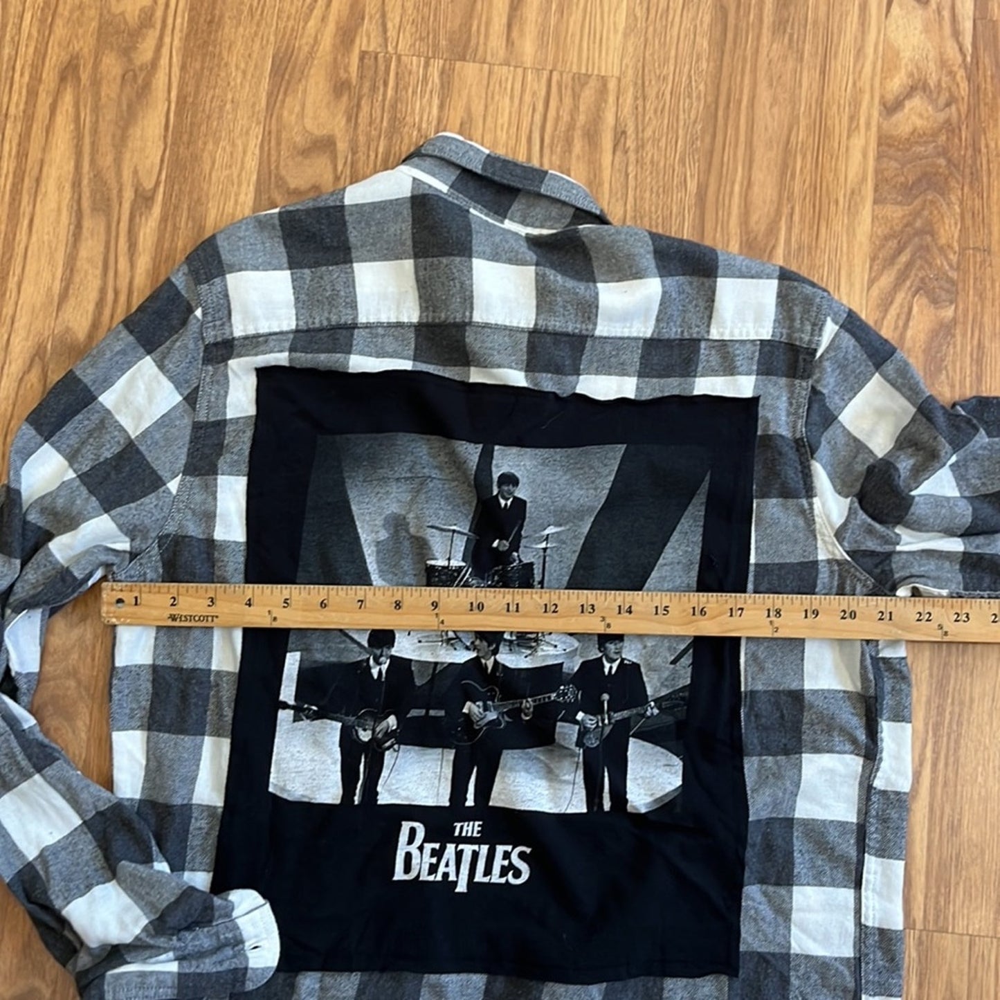 Beatles Flannel Shirt upcycled one of a kind unisex Medium M