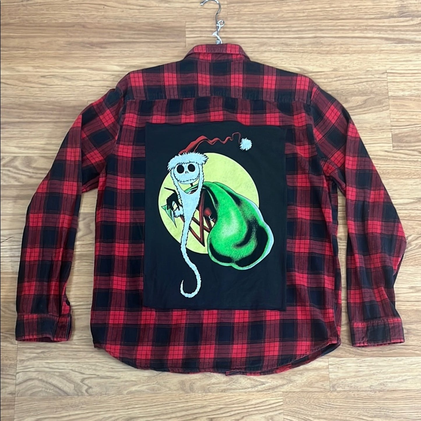 Upcycled Nightmare before Christmas Flannel Shirt Unisex Size Medium M