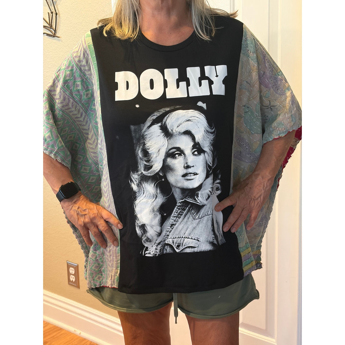 Dolly Parton Upcycled Kantha Tunic Top Shirt OS Handmade Boho
