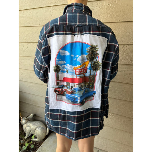 In n Out Upcycled Flannel Shirt Unisex Size XL X-large