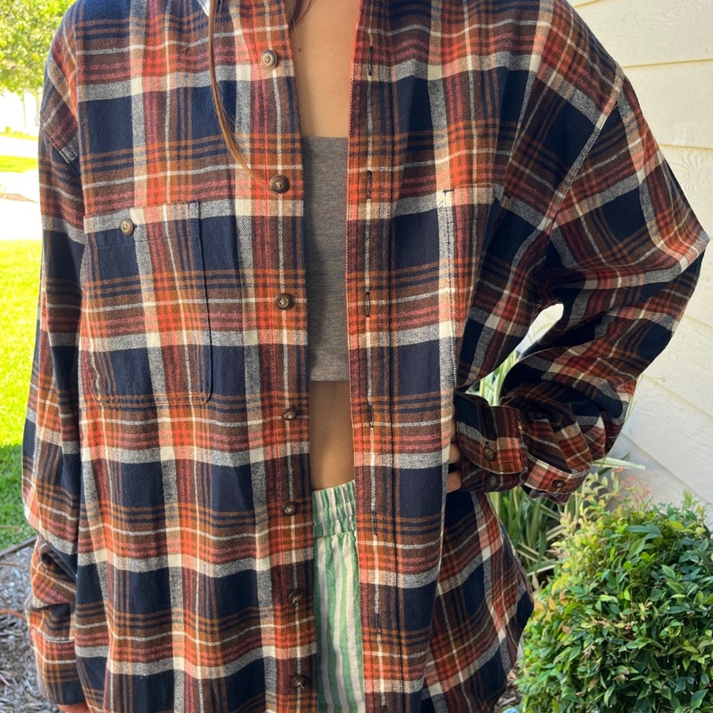 CSUF Cal State Fullerton Flannel Shirt upcycled one of a kind Size XL