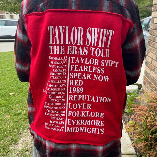 Taylor Swift Eras Tour Upcycled Flannel Shirt unisex Size Medium M
