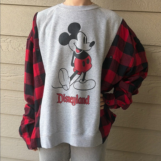Disneyland Mickey Mouse Sweatshirt Flannel Shirt OS Handmade Unisex Oversized