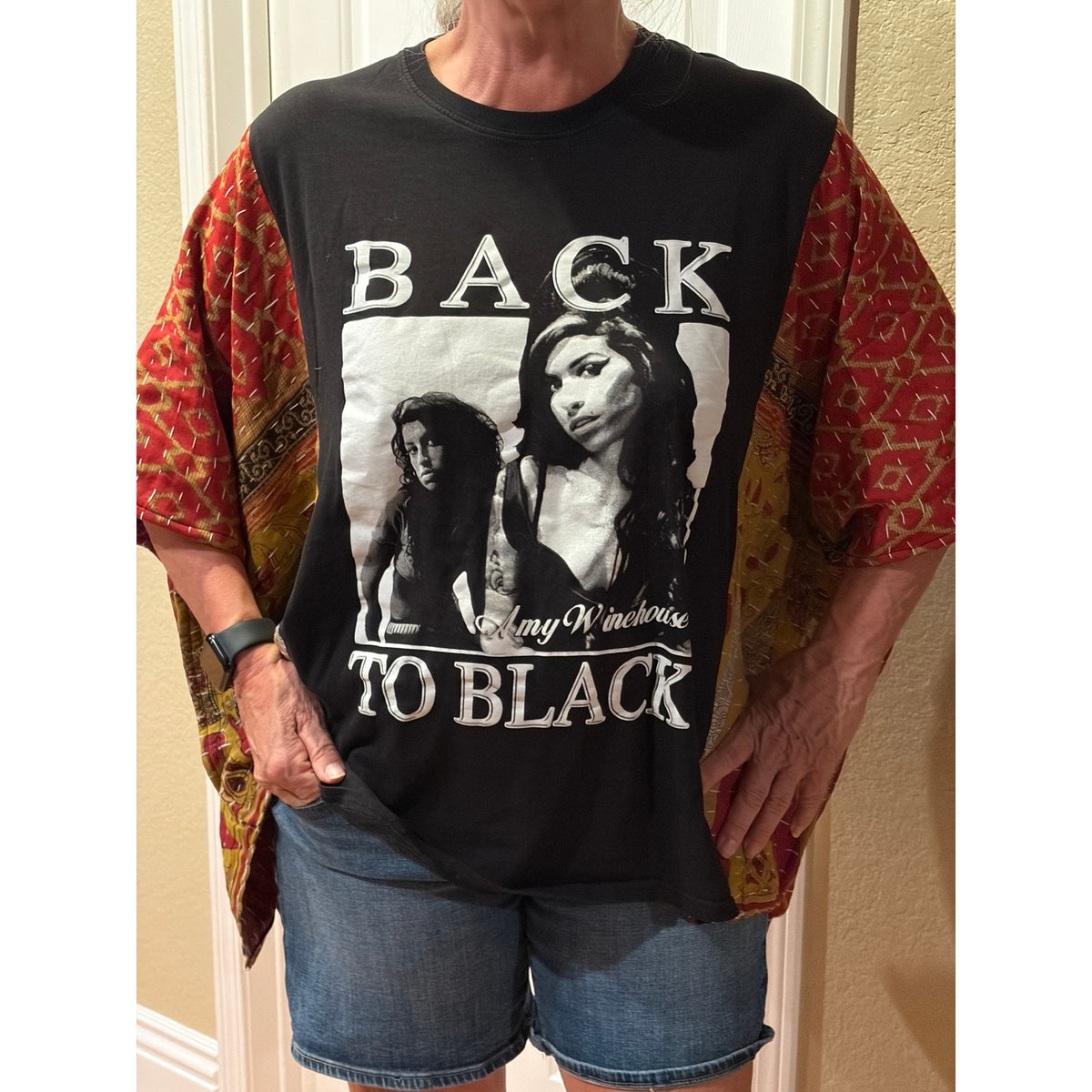 Amy Winehouse Upcycled Kantha Tunic Top Shirt OS Handmade Boho