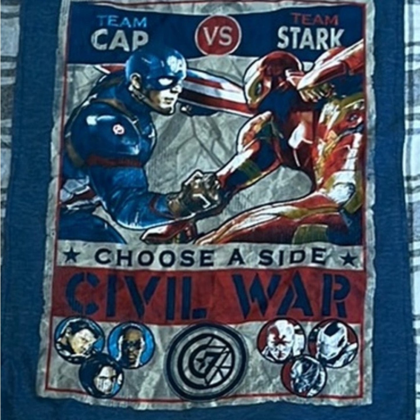 Marvel Captain America Civil War Upcycled Flannel Shirt Handmade Unisex Size 4XL