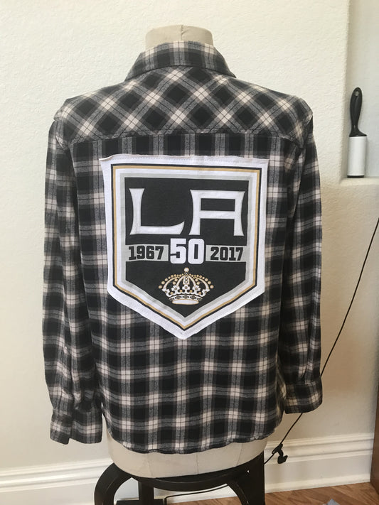 Los Angeles Kings Hockey  LA Kings flannel shirt Upcycled one of a kind small