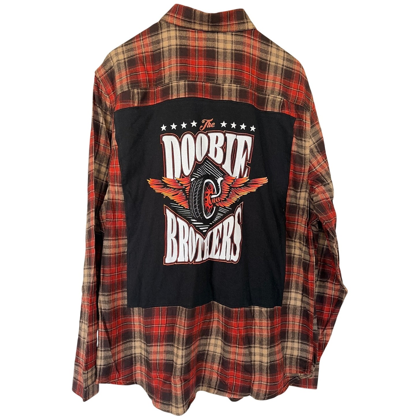 Doobie Brothers Upcycled Flannel Unisex Shirt Large L Handmade