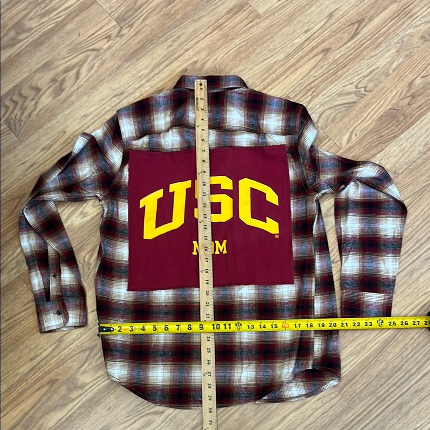 USC Trojans Mom Upcycled Flannel Shirt Unisex Size Small