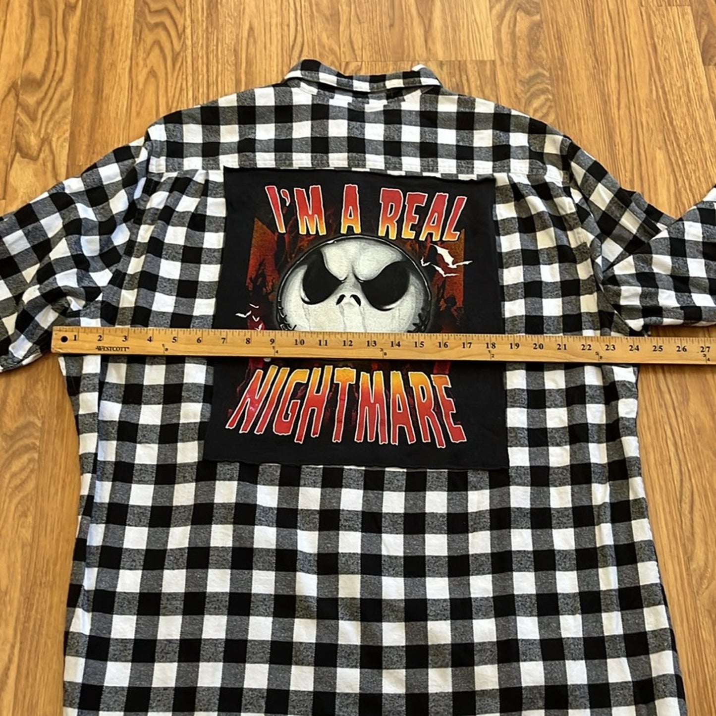 Nightmare before Christmas Flannel Shirt upcycled unisex size XL