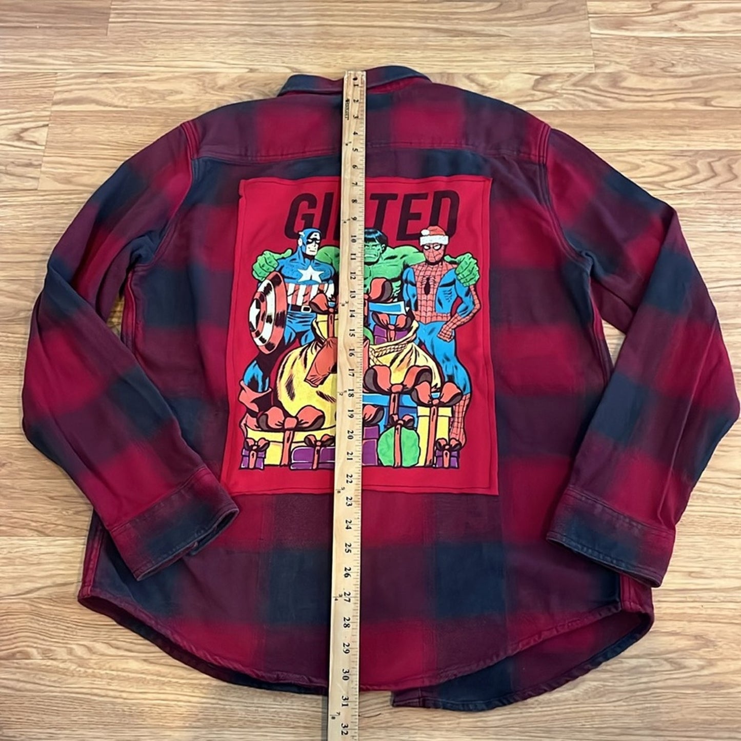 Gifted Christmas Holiday Upcycled Flannel Shirt unisex Size Large L
