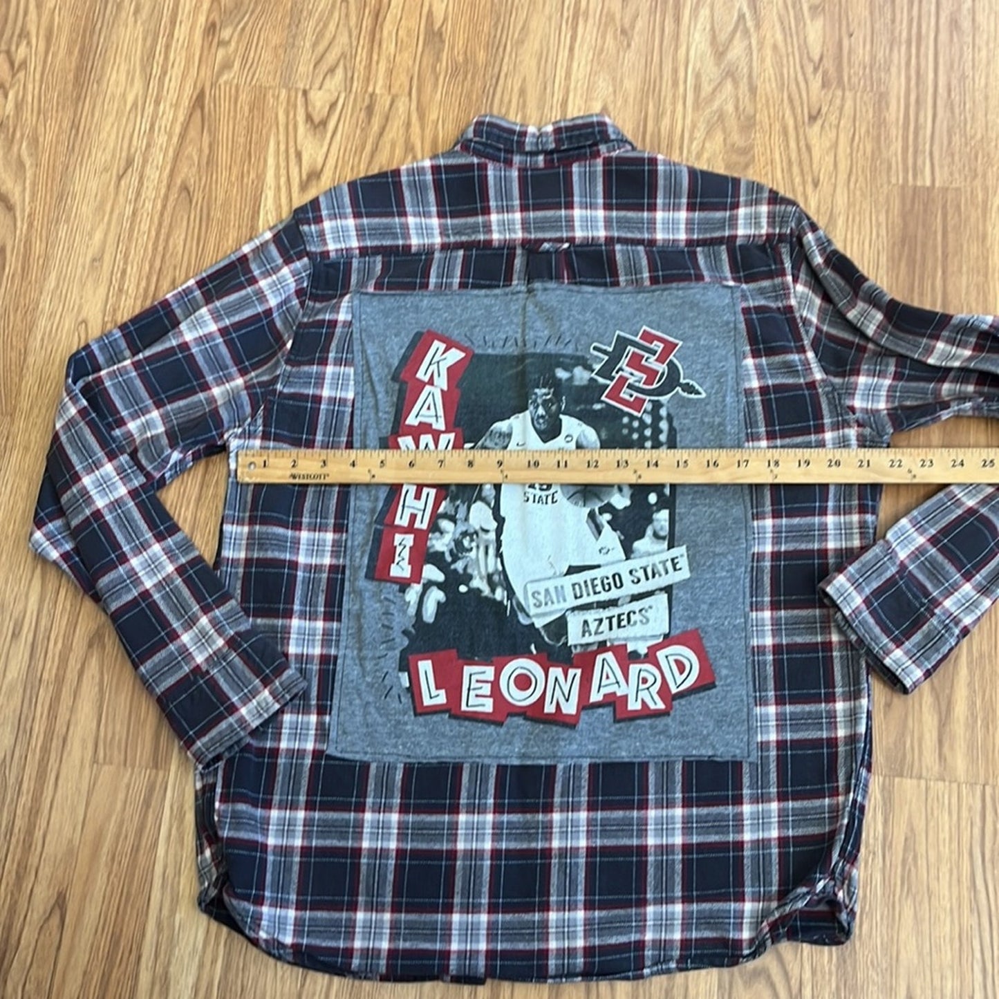 SDSU Aztecs Kawhi Leonard Flannel Shirt upcycled one of a kind Medium unisex