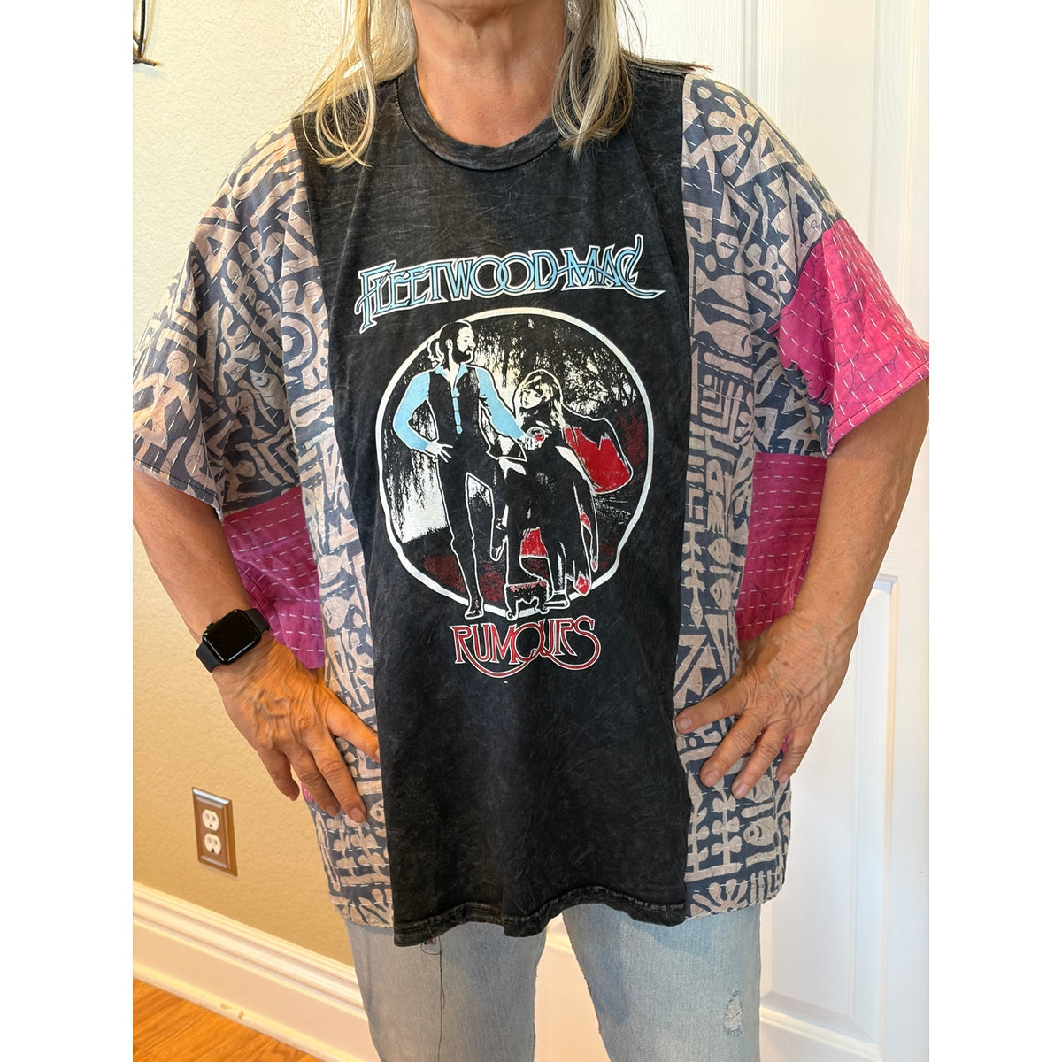 Fleetwood Mac Upcycled Kantha Tunic Top Shirt OS Handmade Boho