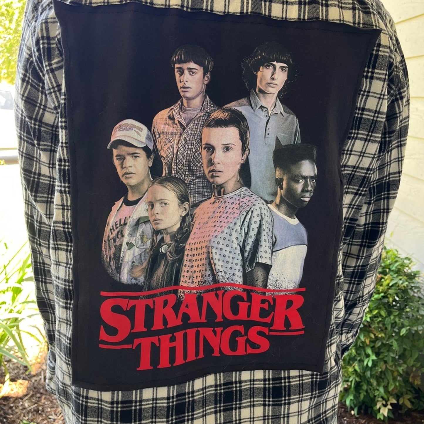 Pop Culture Flannel Shirt upcycled one of a kind unisex XL X-Large
