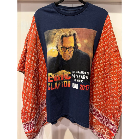 Eric Clapton Upcycled Kantha Tunic Top Shirt OS Handmade Boho