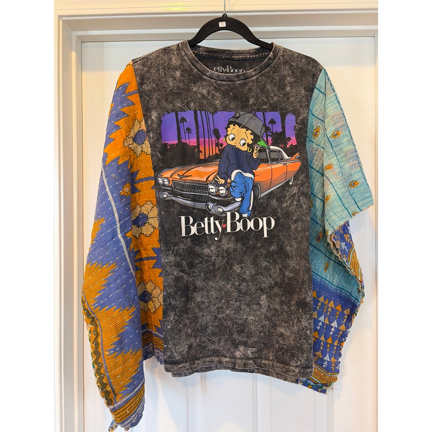 Betty Boop Upcycled Kantha Tunic Top Shirt OS Handmade Boho