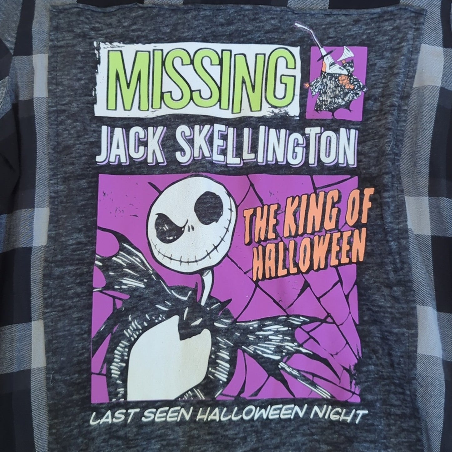 Nightmare Before Christmas Flannel Shirt upcycled unisex Size Large