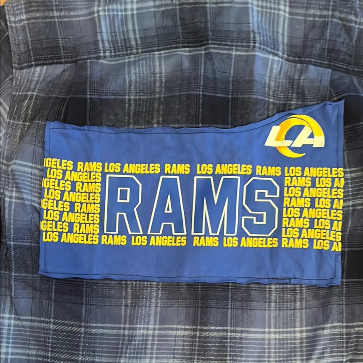 LA Rams NFL Upcycled Flannel Shirt Unisex Size Small S