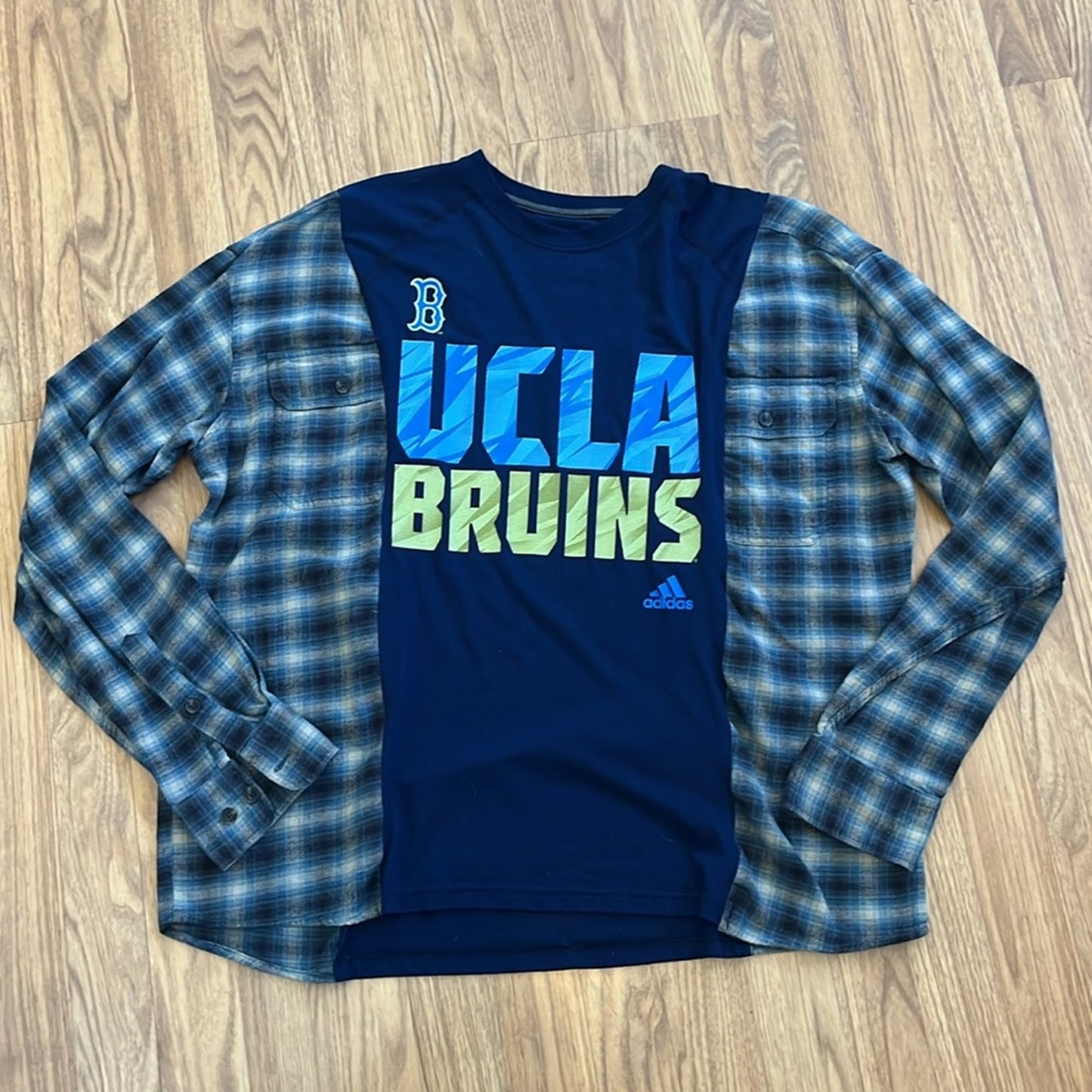 UCLA College Flannel Sweatshirt Shirt Upcycled unisex no Size