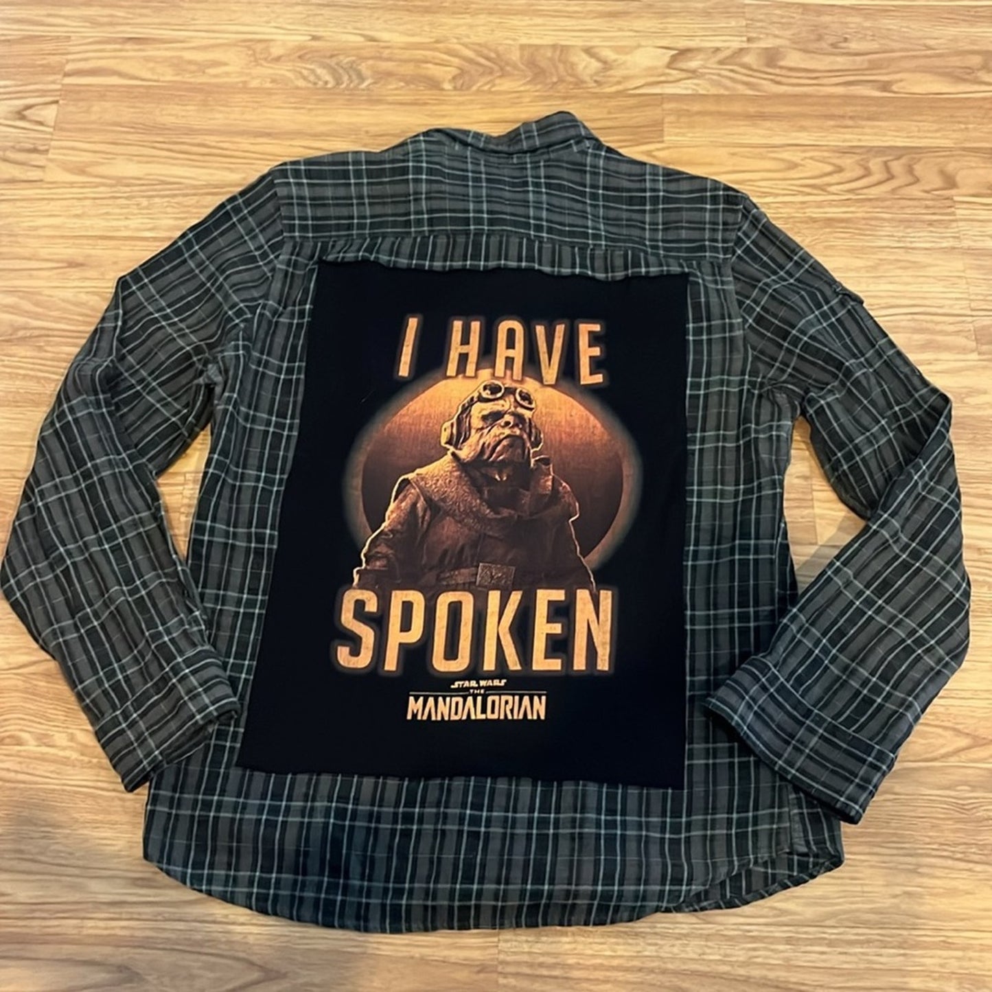 Star Wars Mandalorian Upcycled Flannel Shirt Unisex Size XL X-large