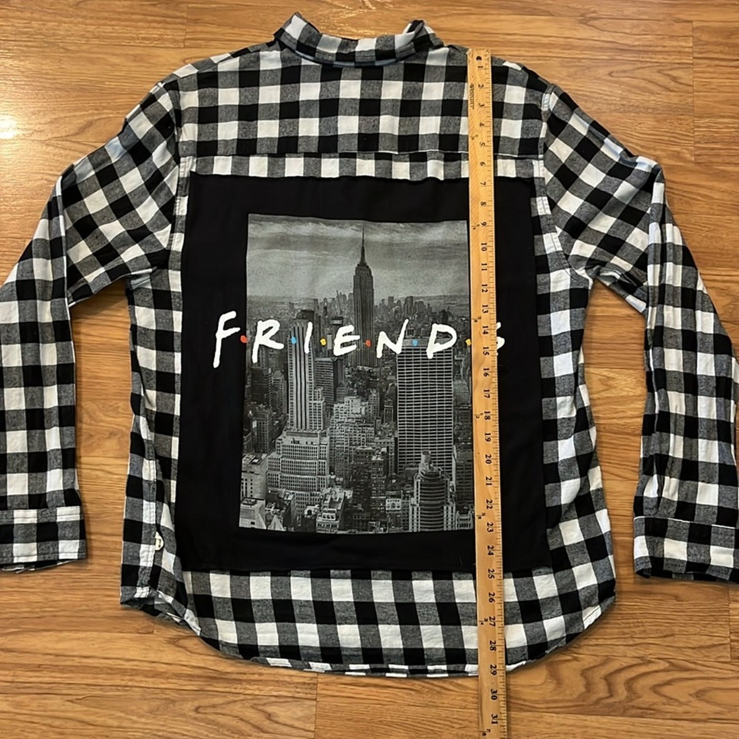 Friends TV Show Upcycled Flannel Shirt Unisex Size XL X-large