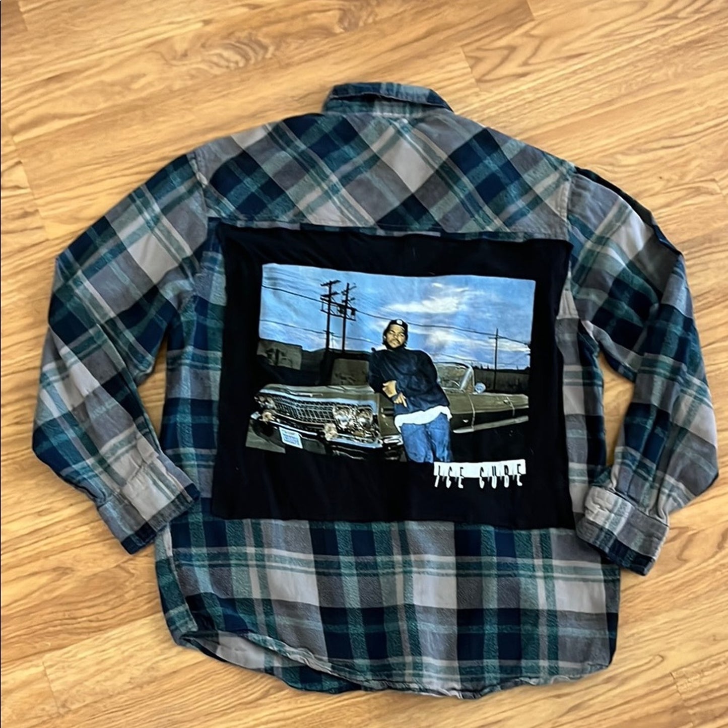 Ice Cube Flannel Shirt upcycled unisex Size XL