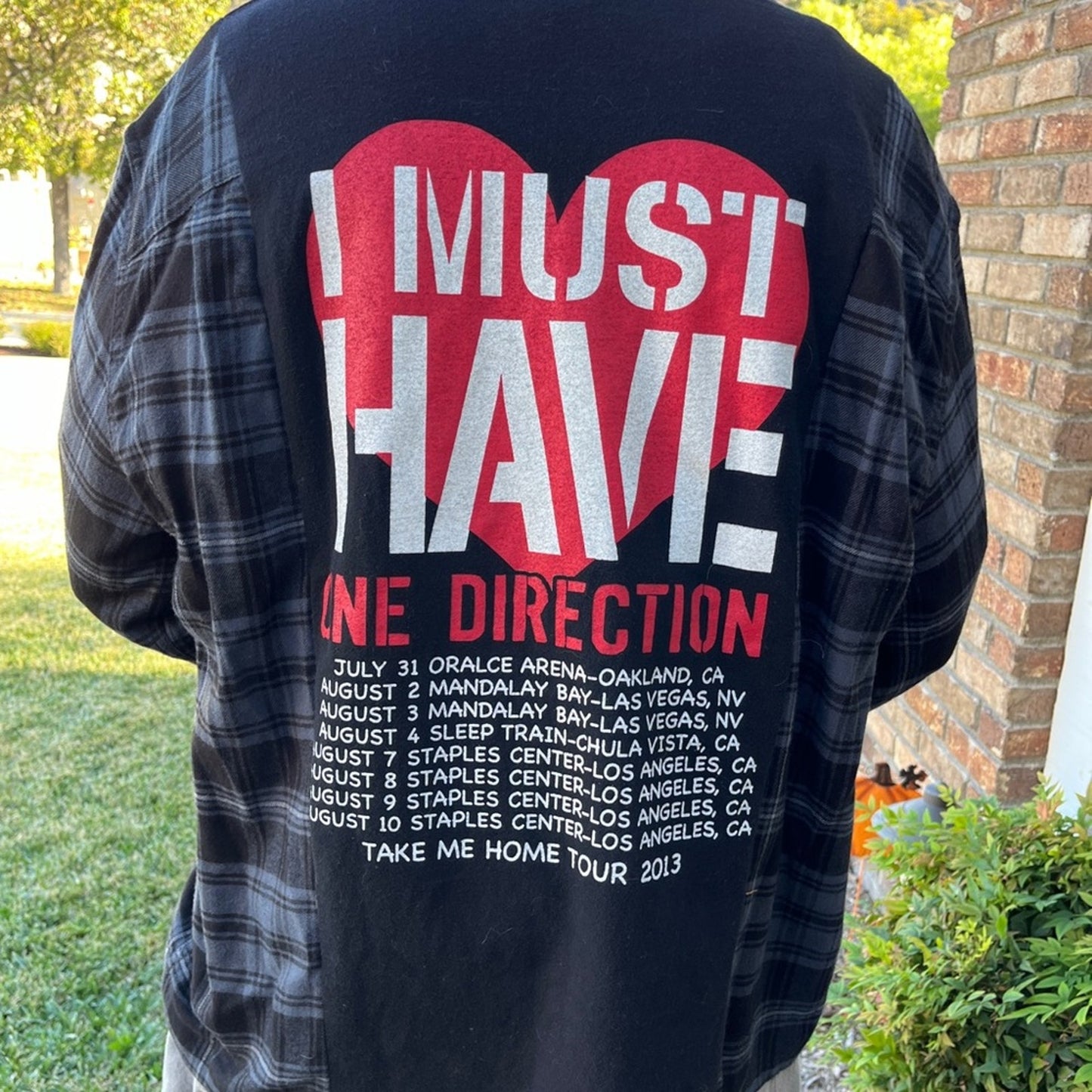 One Direction Flannel Sweatshirt Top upcycle one Size