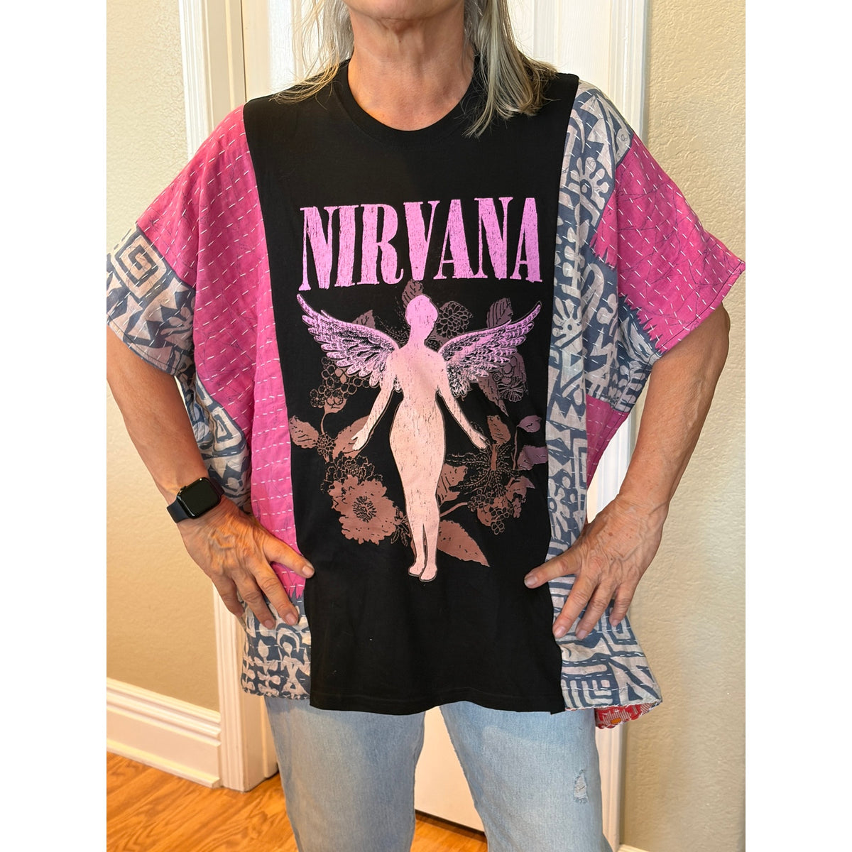 Nirvana Upcycled Kantha Tunic Top Shirt OS Handmade Boho