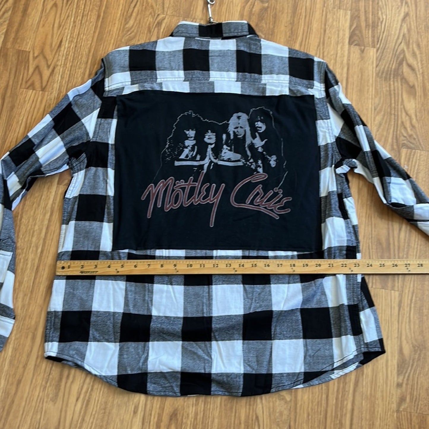 Motley Crue Flannel shirt upcycled one of a kind men's / unisex size XL