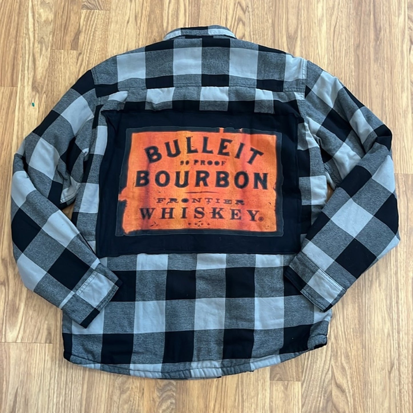 Bulleit Bourbon Wrangler Flannel Jacket upcycled size Medium