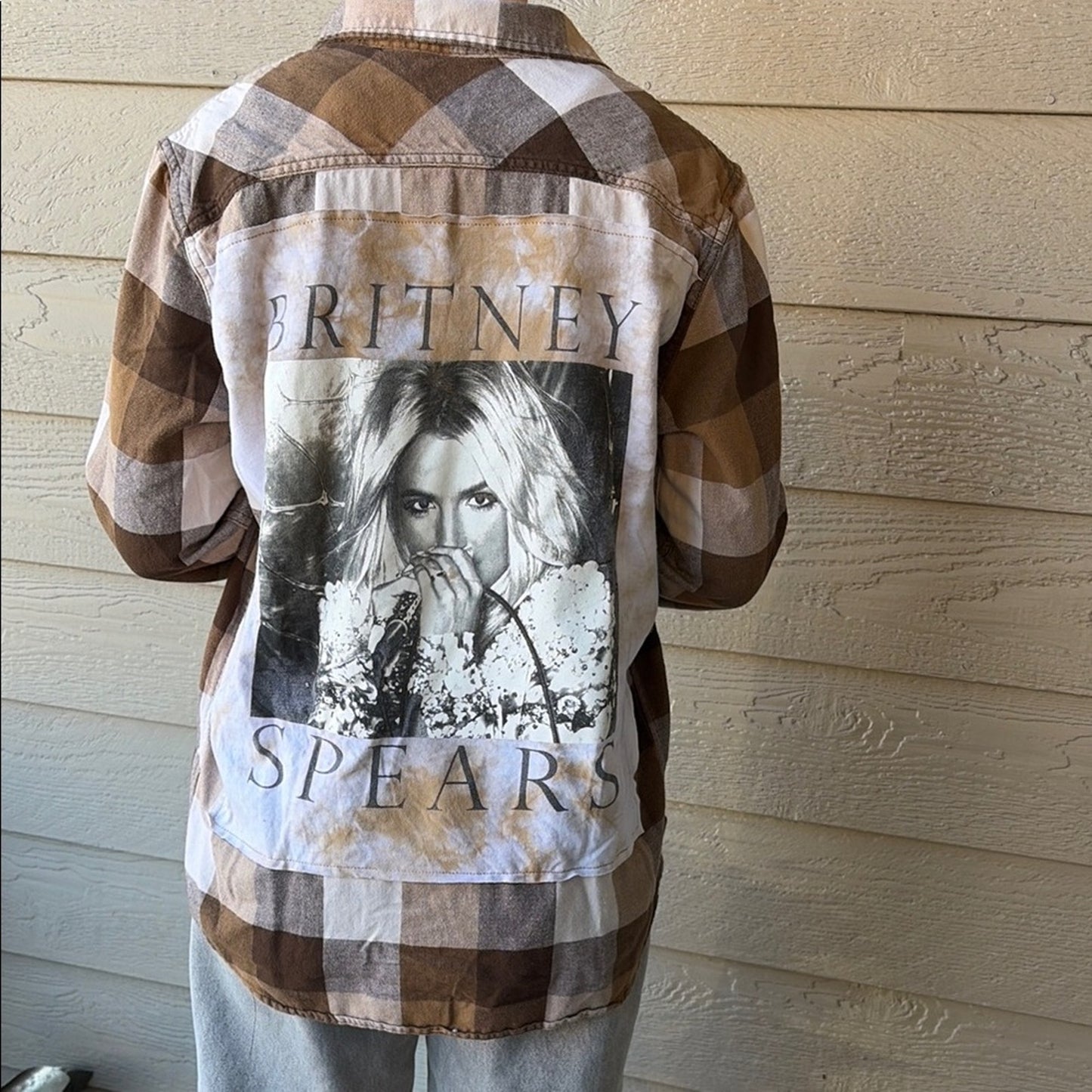 Britney Spear Upcycled Flannel Shirt Unisex Size Medium Handmade
