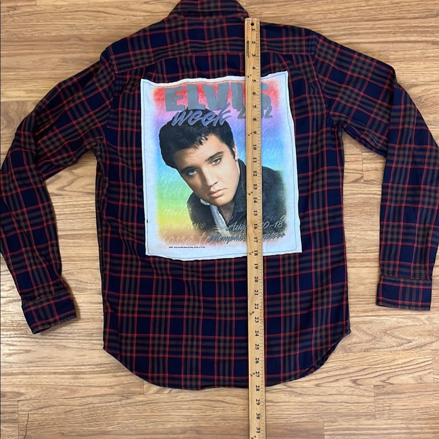 Elvis Presley Upcycled Flannel Shirt Handmade Unisex Size XS X-Small
