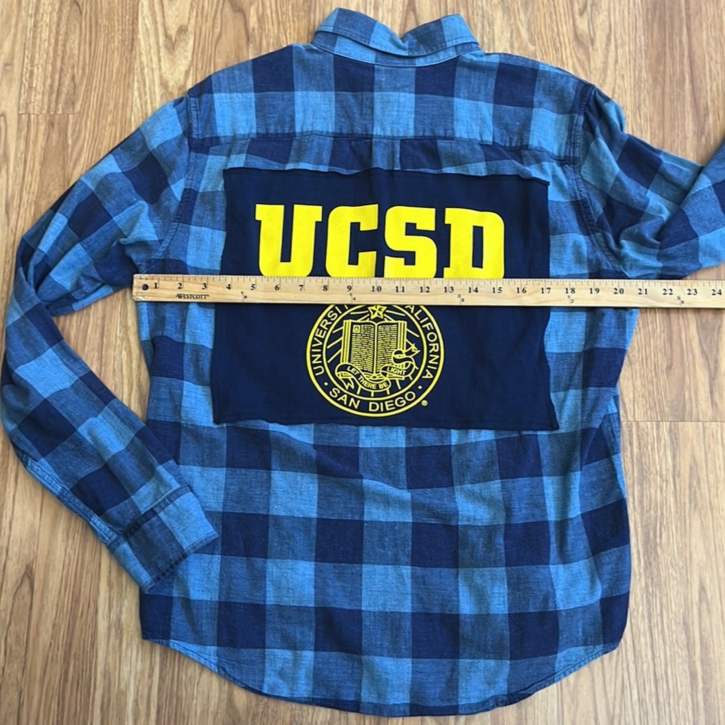 UCSD College Flannel Shirt upcycled one of a kind size Large