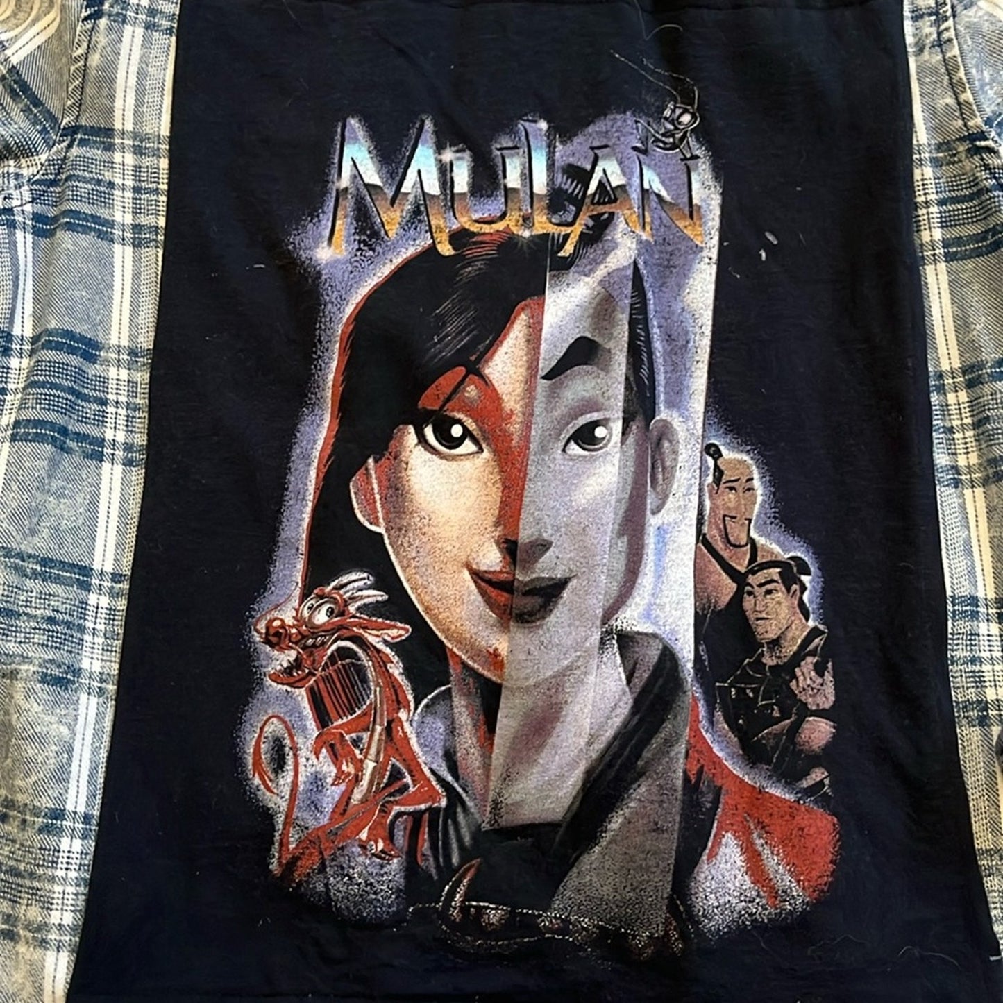 Disney Mulan Flannel shirt upcycled size 16 size XL
