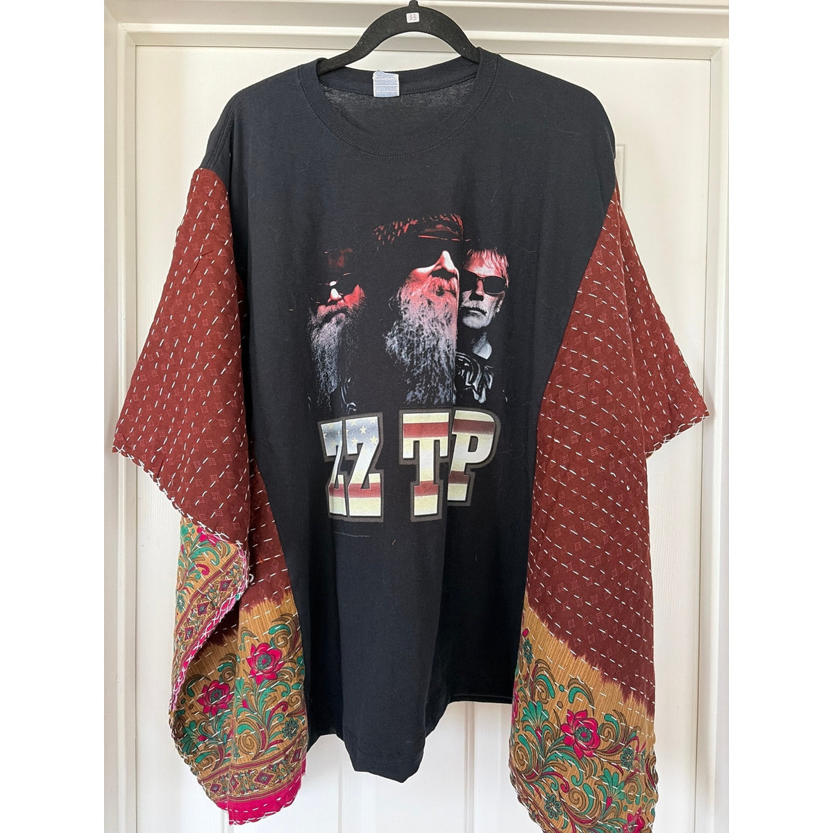 ZZ Top Upcycled Kantha Tunic Top Shirt OS Handmade Boho