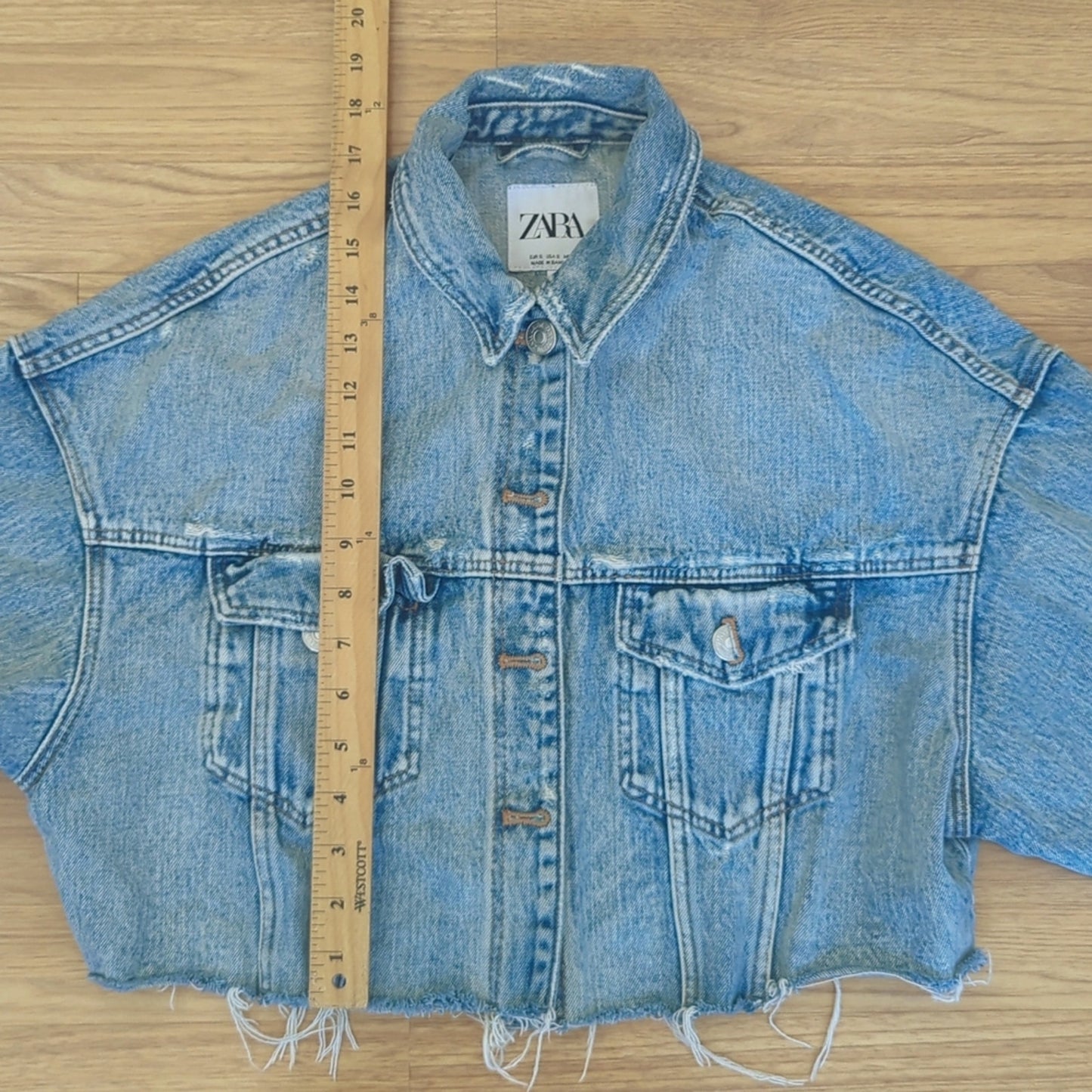 Ice Cube Frayed Jean Jacket upcycled one of a kind Small