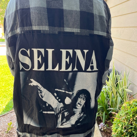 Selena Flannel shirt upcycled one of a kind size XL men's / unisex