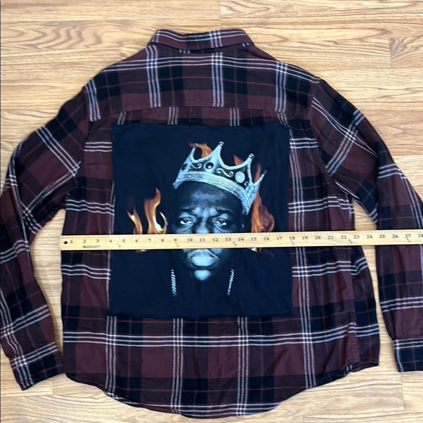 Notorious BIG B.I.G. Upcycled Flannel Shirt Unisex Size XXl  2XL
