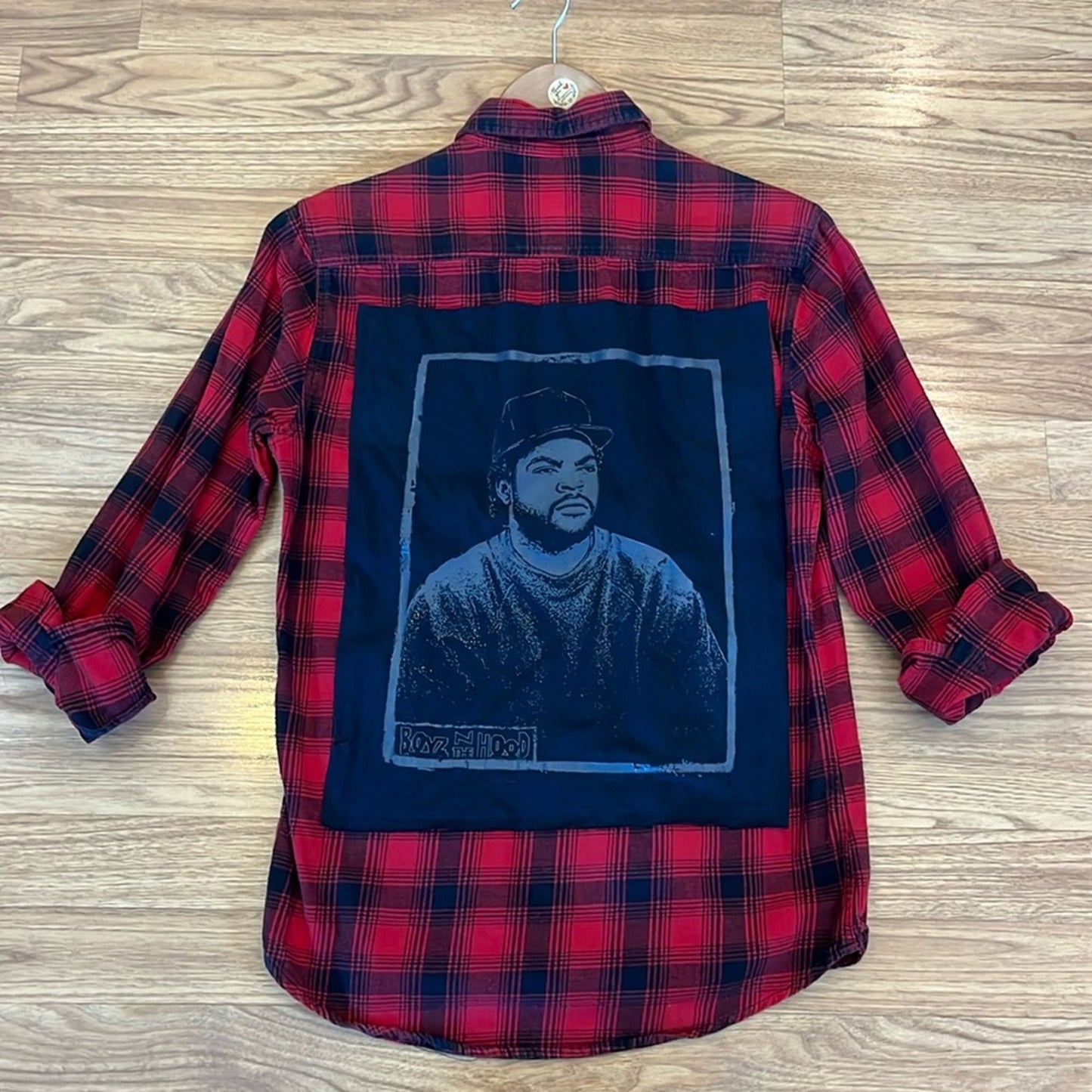 Boyz n the Hood Flannel Shirt upcycled unisex Size X-Small XS